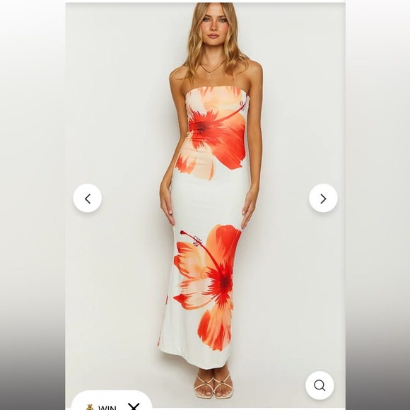 Floral print strapless, tropical flower vacation dress size XS - Picture 3 of 5